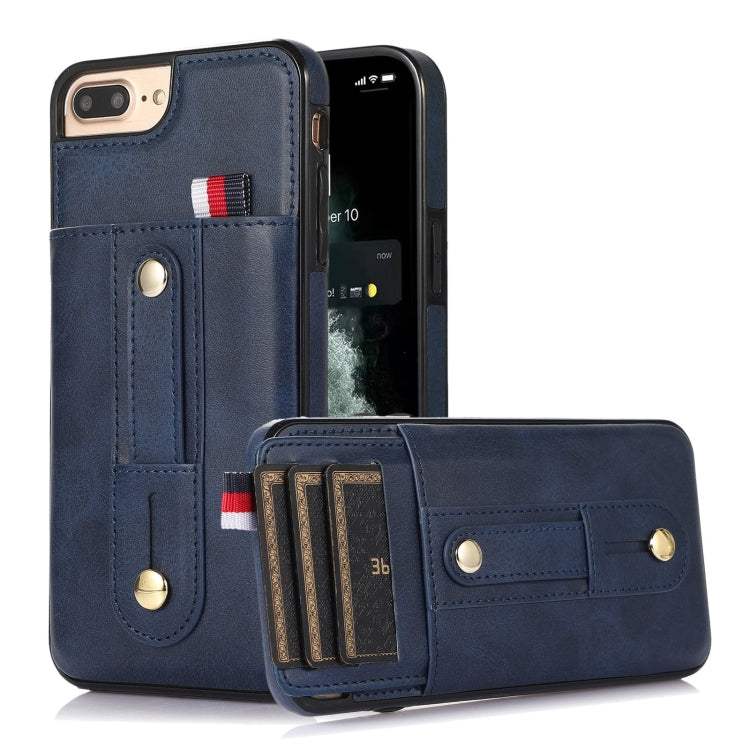 Wristband Kickstand Wallet Leather Phone Case – Kickstand, Leather, For iPhone XS Max, For iPhone SE 2022 / 2020 / 8 / 7, For iPhone 7 Plus / 8 Plus For iPhone 7 Plus 8 Plus Blue