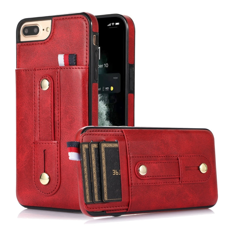 Wristband Kickstand Wallet Leather Phone Case – Kickstand, Leather, For iPhone XS Max, For iPhone SE 2022 / 2020 / 8 / 7, For iPhone 7 Plus / 8 Plus For iPhone 7 Plus 8 Plus Red