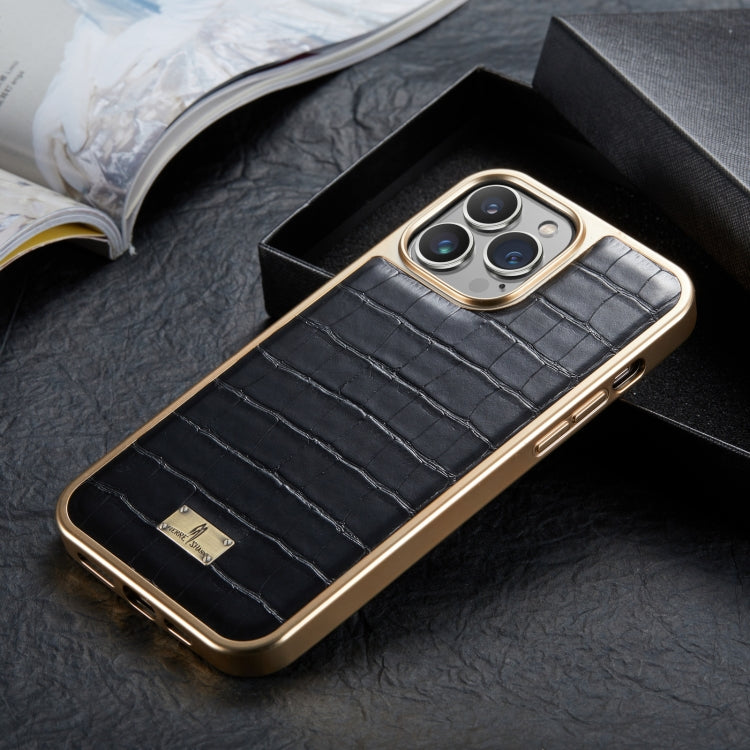 Crocodile Texture Electroplating PU Phone Case, For iPhone 13, For... For iPhone 13 Black