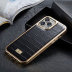 Crocodile Texture Electroplating PU Phone Case, For iPhone 13, For... For iPhone 13 Black