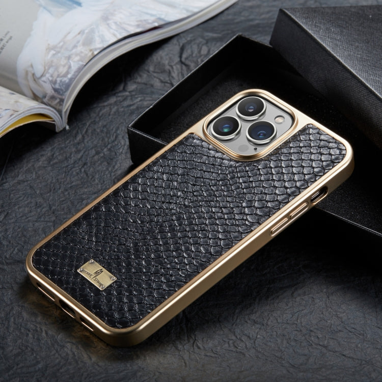 Snake Texture Electroplating PU Phone Case, For iPhone 11 Pro Max For iPhone 11 Pro Max Black