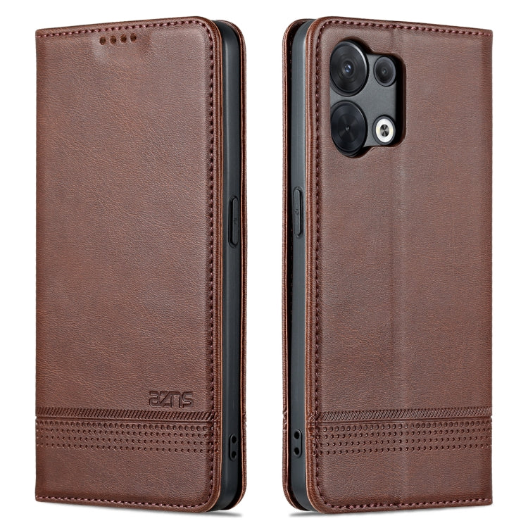 AZNS Magnetic Calf Texture Flip Leather Phone Case – Magnetic, Card Slot, Flip, For OPPO Reno8, For OPPO Reno8 Pro, For Honor 70, For Honor 70 Pro