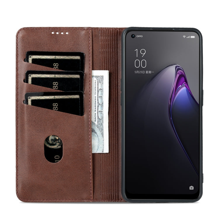 AZNS Magnetic Calf Texture Flip Leather Phone Case – Magnetic, Card Slot, Flip, For OPPO Reno8, For OPPO Reno8 Pro, For Honor 70, For Honor 70 Pro