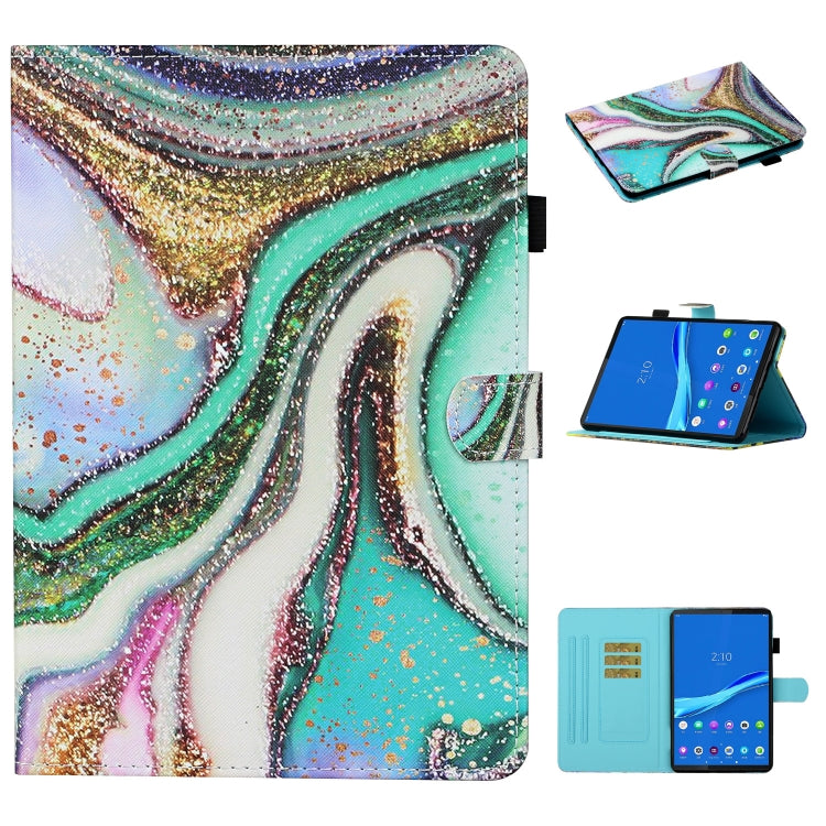 Coloured Drawing Stitching Smart Leather Tablet Case – Card Slot, Leather, Non-slip, For Lenovo Tab M10 Plus 10.6 3rd Gen 2022, For Lenovo Tab M10 3rd Gen For Lenovo Tab M10 Plus 10.6 3rd Gen 2022 Colored Sand