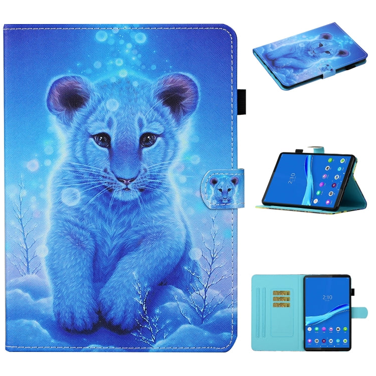 Coloured Drawing Stitching Smart Leather Tablet Case – Card Slot, Leather, Non-slip, For Lenovo Tab M10 Plus 10.6 3rd Gen 2022, For Lenovo Tab M10 3rd Gen For Lenovo Tab M10 3rd Gen Little Tiger