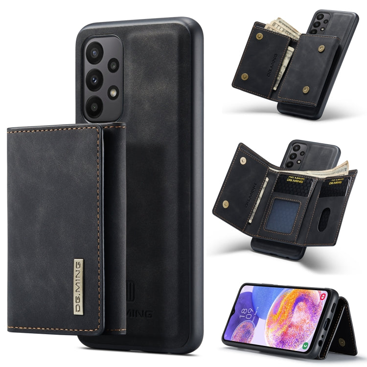 DG.MING M1 Series 3-Fold Multi Card Wallet + Magnetic Phone Case, For Samsung Galaxy A23 5G For Samsung Galaxy A23 5G Black