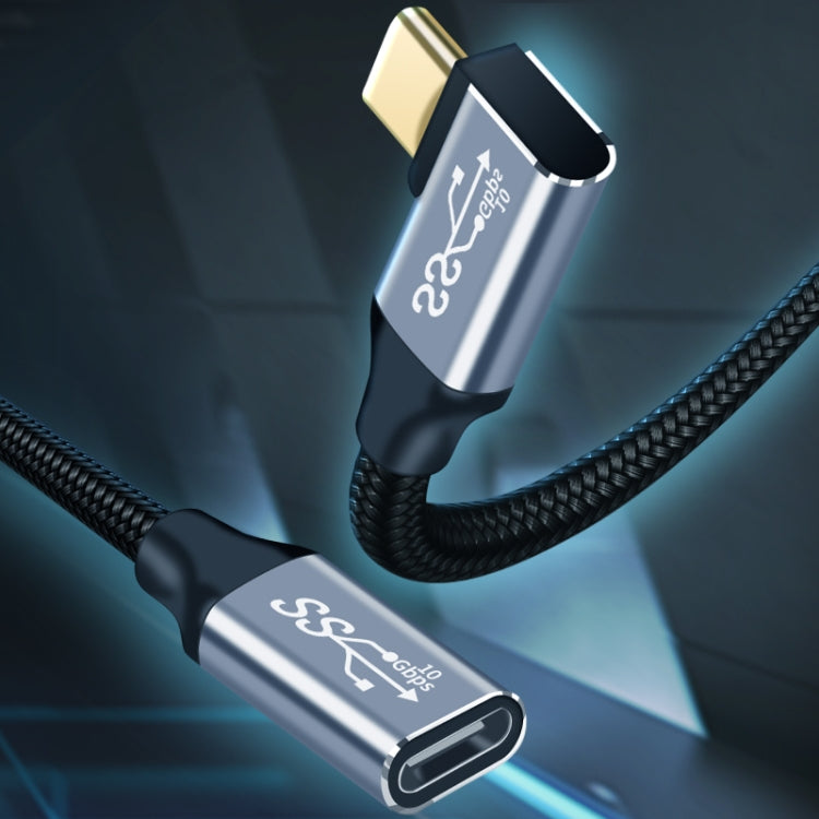 10Gbps USB-C / Type-C Female to Male Elbow Charging Data Transmission Extension Cable, 1.5m, 2m, 3m – Wear-resistant, Aluminum Alloy, Data Transmission