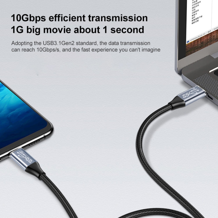 10Gbps USB-C / Type-C Female to Male Elbow Charging Data Transmission Extension Cable, 1.5m, 2m, 3m – Wear-resistant, Aluminum Alloy, Data Transmission