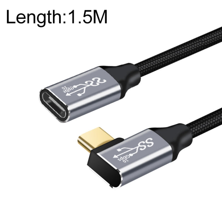 10Gbps USB-C / Type-C Female to Male Elbow Charging Data Transmission Extension Cable, 1.5m, 2m, 3m – Wear-resistant, Aluminum Alloy, Data Transmission 1.5m