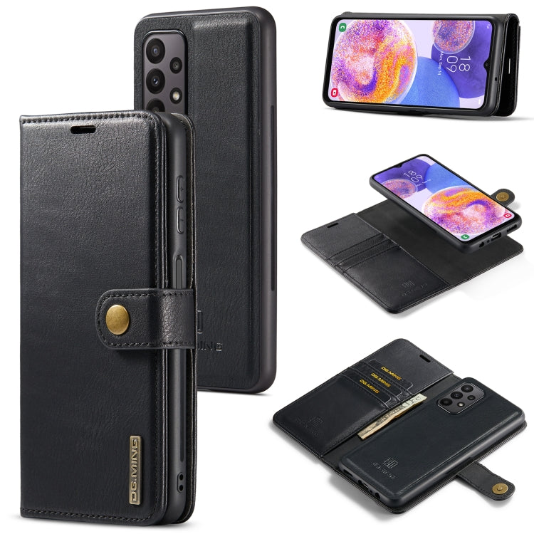 DG.MING Crazy Horse Texture Detachable Magnetic Leather Phone Case, For Samsung Galaxy A23 5G For Samsung Galaxy A23 5G Black