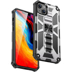 Armor Shockproof TPU + PC Magnetic Protective Phone Case with Holder, For iPhone 14, For iPhone 14 Pro, For iPhone 14 Pro Max, For iPhone 14 Plus For iPhone 14 Silver