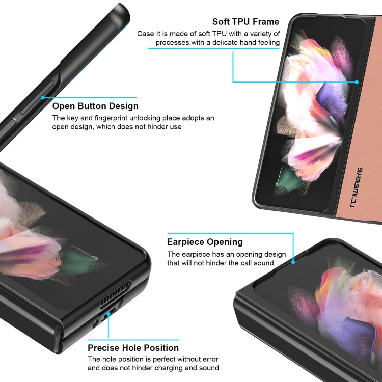 LC.IMEEKE Shock-resistant Plain Leather All-inclusive Protective Case, For Samsung Galaxy Z Fold4 5G