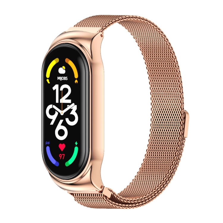 MIJOBS CS Milan Magnetic Stainless Steel Watch Band, For Xiaomi Mi Band 7 / 7 NFC For Xiaomi Mi Band 7 7 NFC Rose Gold