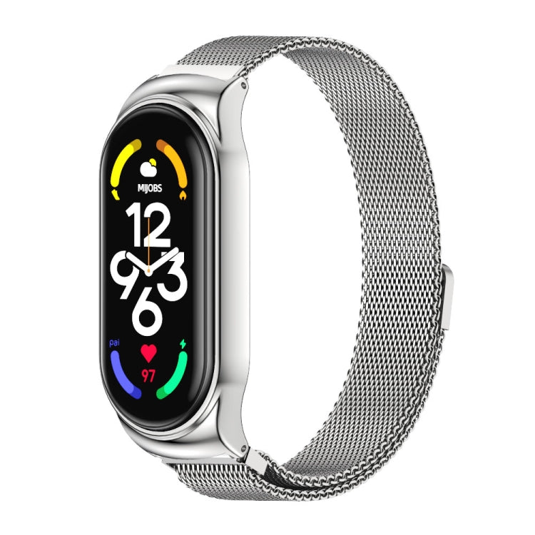 MIJOBS CS Milan Magnetic Stainless Steel Watch Band, For Xiaomi Mi Band 7 / 7 NFC For Xiaomi Mi Band 7 7 NFC Silver