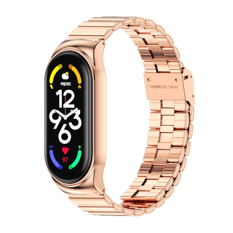 MIJOBS CS Bamboo Buckle Stainless Steel Watch Band, For Xiaomi Mi Band 7 / 7 NFC For Xiaomi Mi Band 7 7 NFC Rose Gold