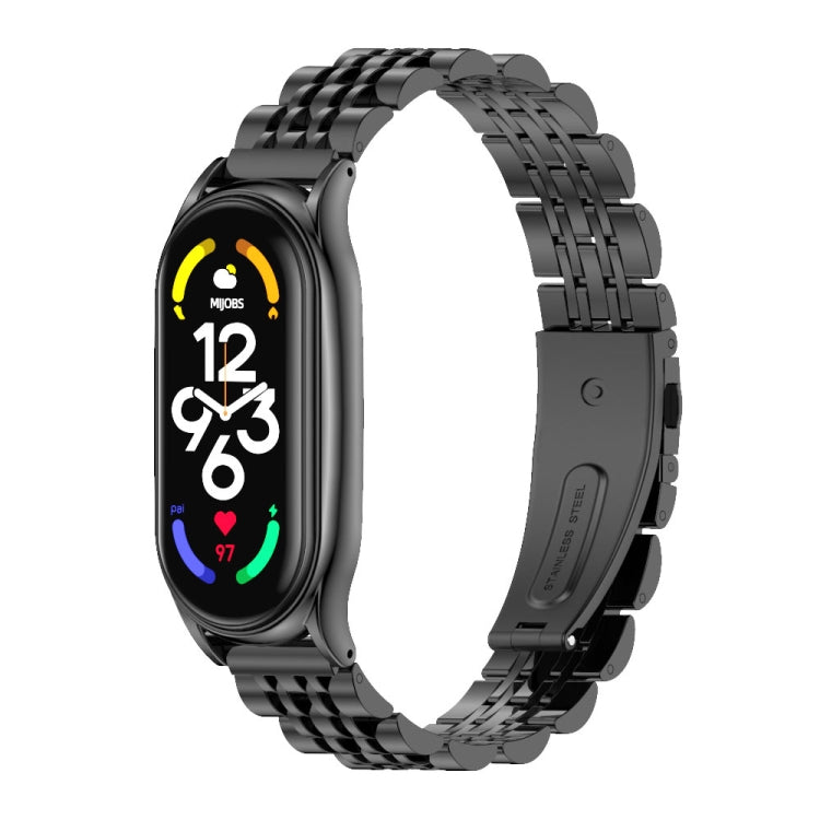 MIJOBS Plus Seven-bead Metal Stainless Steel Watch Band, For Xiaomi Mi Band 7 / 7 NFC For Xiaomi Mi Band 7 7 NFC Black