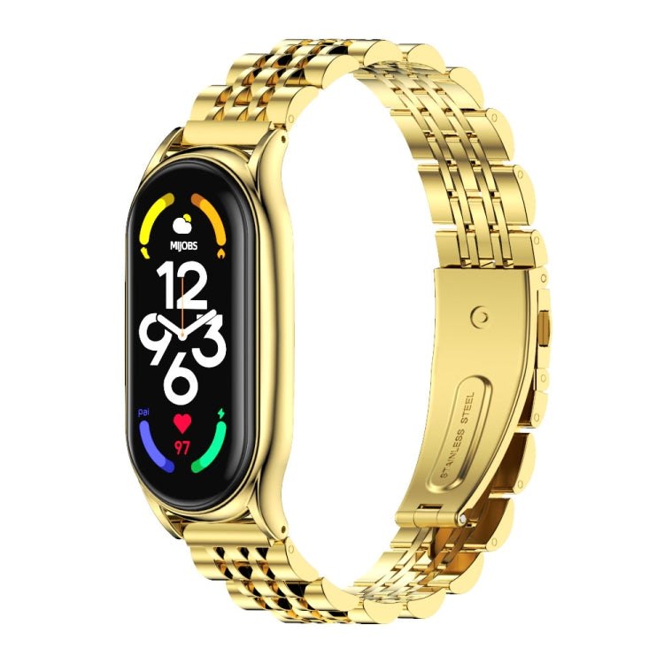 MIJOBS Plus Seven-bead Metal Stainless Steel Watch Band, For Xiaomi Mi Band 7 / 7 NFC For Xiaomi Mi Band 7 7 NFC Gold