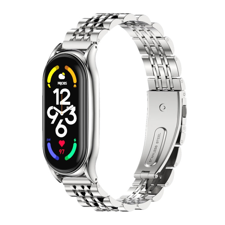 MIJOBS Plus Seven-bead Metal Stainless Steel Watch Band, For Xiaomi Mi Band 7 / 7 NFC For Xiaomi Mi Band 7 7 NFC Silver