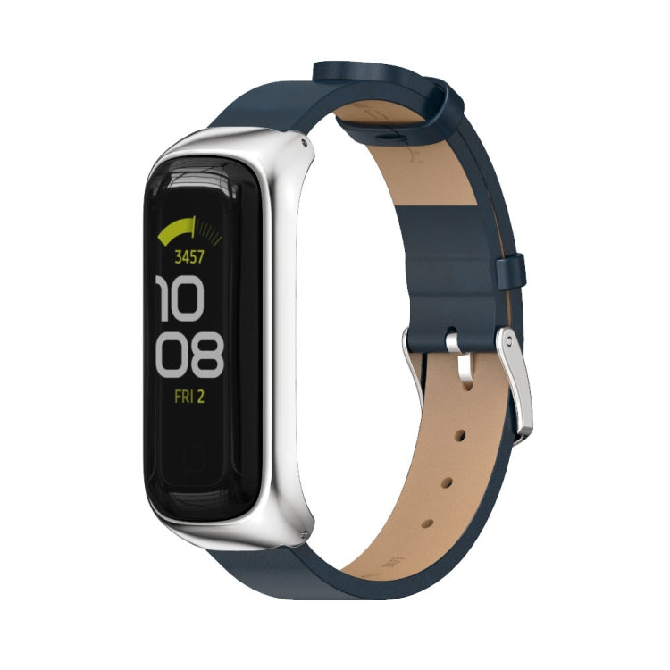 Watch Band – Leather (Samsung Galaxy Fit 2) For Samsung Galaxy Fit 2 Blue Silver
