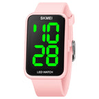 SKMEI 1873 PU Strap Waterproof LED Electronic Watch Pink