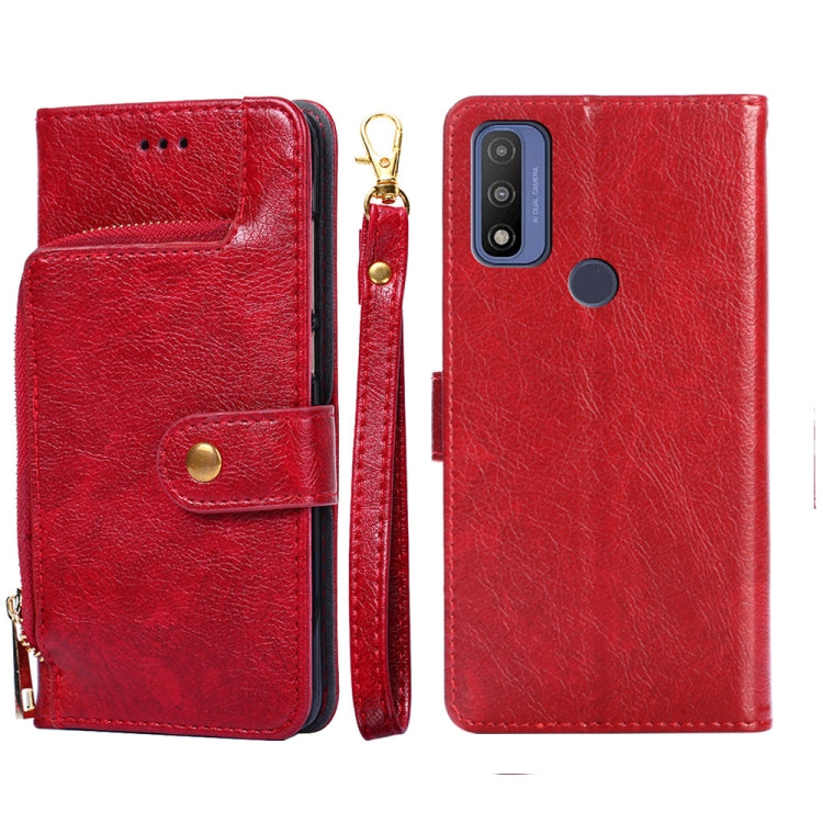 Zipper Bag PU + TPU Horizontal Flip Leather Case – Card Slot, Flip, Leather, For Motorola Moto G 5G 2022, For Motorola G Pure, For OnePlus Nord 2T, For Motorola Moto E20, For OnePlus Nord CE 2 Lite 5G, For Motorola Moto E40 For Motorola G Pure Red