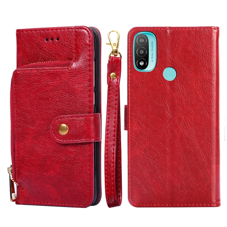Zipper Bag PU + TPU Horizontal Flip Leather Case – Card Slot, Flip, Leather, For Motorola Moto G 5G 2022, For Motorola G Pure, For OnePlus Nord 2T, For Motorola Moto E20, For OnePlus Nord CE 2 Lite 5G, For Motorola Moto E40 For Motorola Moto E20 Red