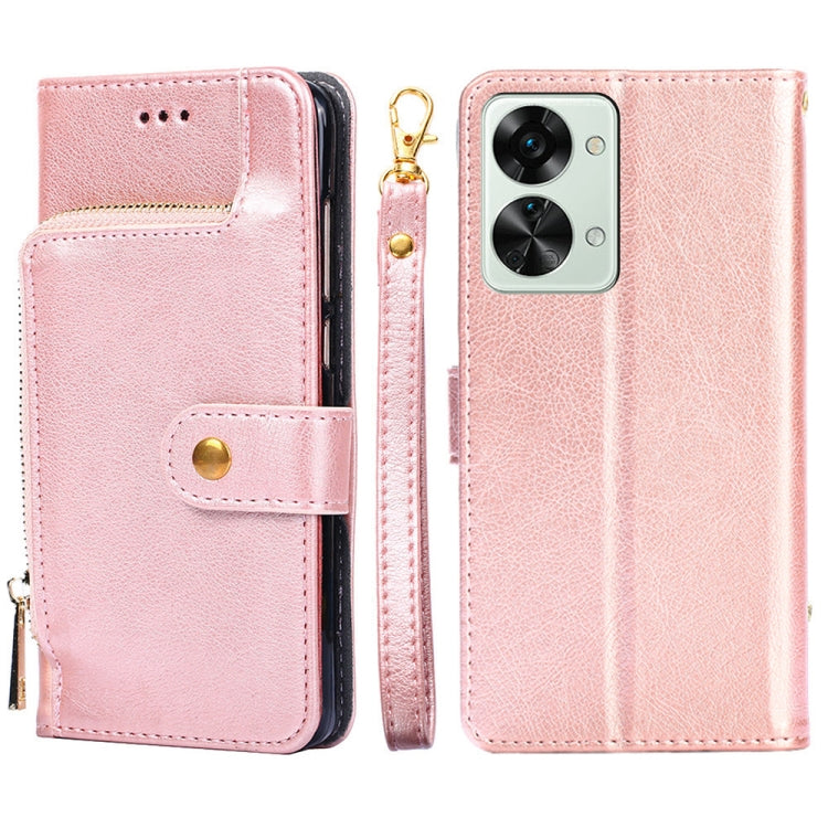 Zipper Bag PU + TPU Horizontal Flip Leather Case – Card Slot, Flip, Leather, For Motorola Moto G 5G 2022, For Motorola G Pure, For OnePlus Nord 2T, For Motorola Moto E20, For OnePlus Nord CE 2 Lite 5G, For Motorola Moto E40 For OnePlus Nord 2T Rose Gold