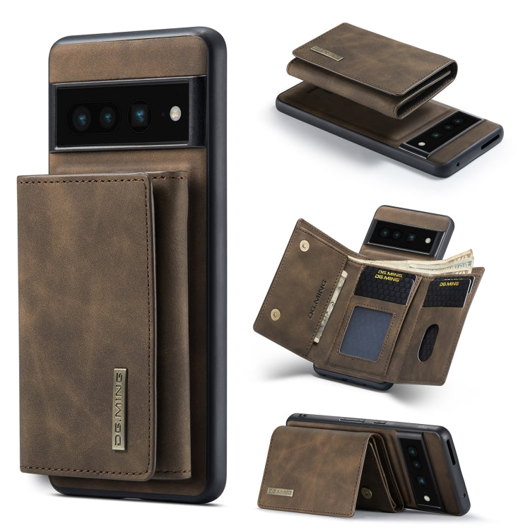 DG.MING M1 Series 3-Fold Multi Card Wallet + Magnetic Phone Case – Magnetic, Card Slot, Leather, For OnePlus Ace/10R, For OnePlus 10 Pro, For OnePlus Nord N20 5G, For Google Pixel 7 Pro 5G For Google Pixel 7 Pro 5G Coffee
