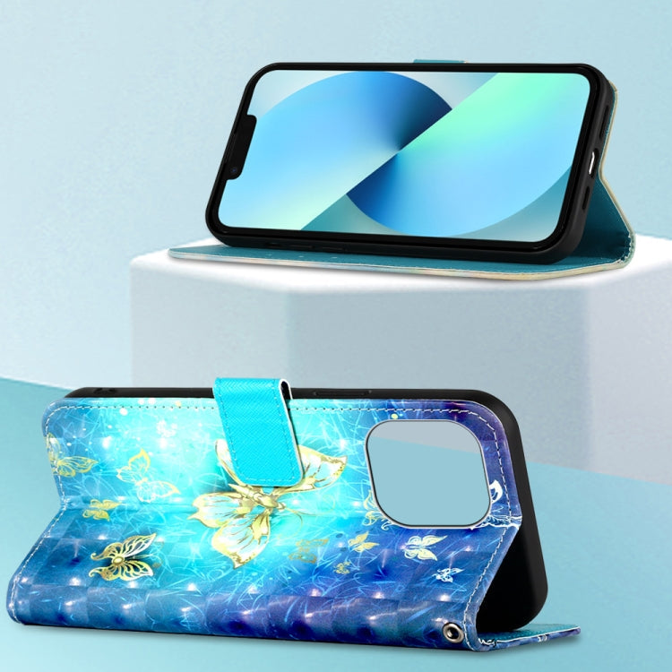 3D Painting Horizontal Flip Leather Phone Case, For iPhone 14 Pro Max
