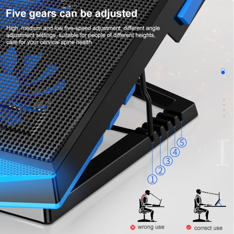 5 Fan 2 USB Lifting Folding Laptop Cooling Stand – Durable Build, Easy to Use