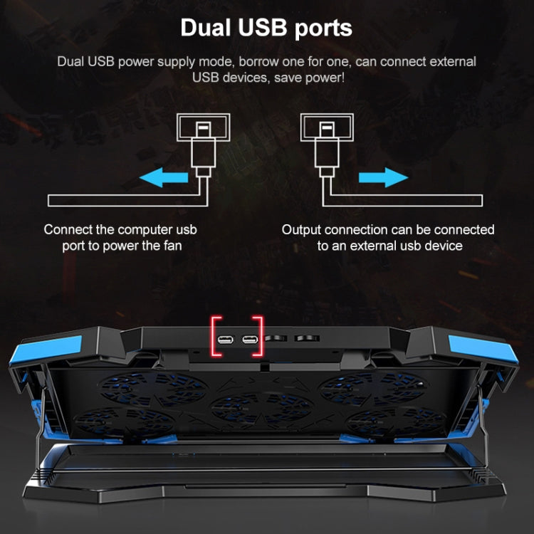 5 Fan 2 USB Lifting Folding Laptop Cooling Stand – Durable Build, Easy to Use