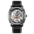 SKMEI 9271 Stainless Steel Buckle Leather Strap Waterproof Mechanical Watch Black