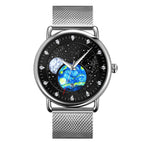 SKMEI 9283 Stainless Steel Buckle Glass Mirror Waterproof Quartz Watch, Steel Belt, Leather Belt Steel Belt Black