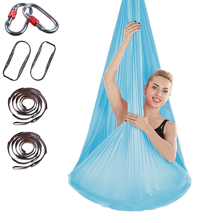 Indoor Anti-gravity Yoga Knot-free Aerial Yoga Hammock with Buckle / Extension Strap, Size: 400x280cm – Durable Build, Easy to Use Lake Blue