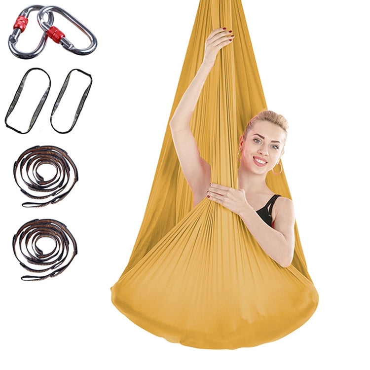 Indoor Anti-gravity Yoga Knot-free Aerial Yoga Hammock with Buckle / Extension Strap, Size: 400x280cm – Durable Build, Easy to Use Gold