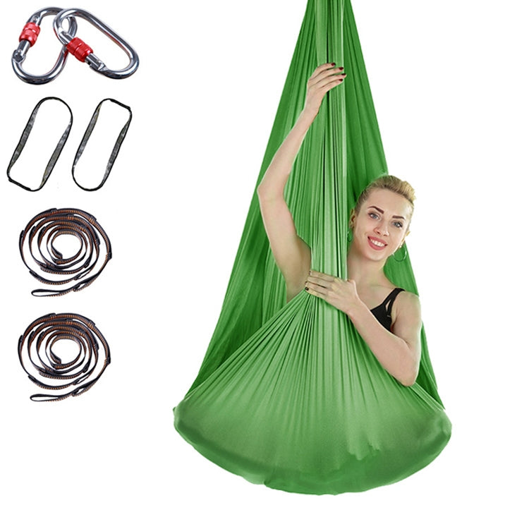 Indoor Anti-gravity Yoga Knot-free Aerial Yoga Hammock with Buckle / Extension Strap, Size: 400x280cm – Durable Build, Easy to Use Green