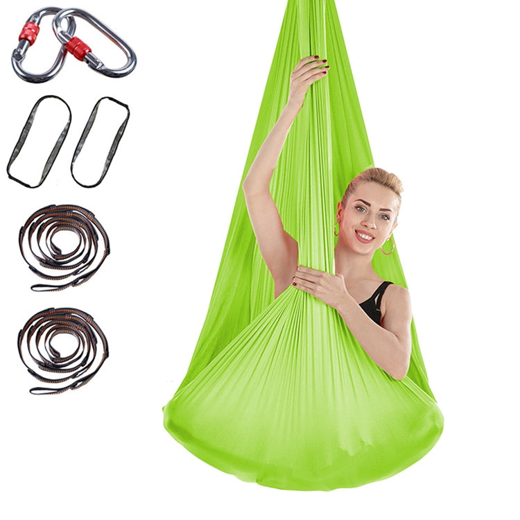 Indoor Anti-gravity Yoga Knot-free Aerial Yoga Hammock with Buckle / Extension Strap, Size: 400x280cm – Durable Build, Easy to Use Grass Green