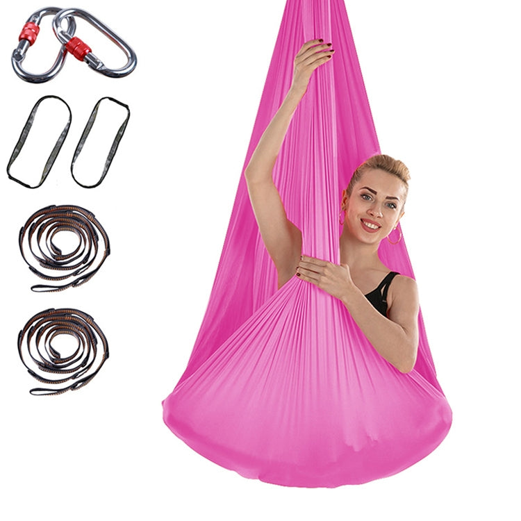 Indoor Anti-gravity Yoga Knot-free Aerial Yoga Hammock with Buckle / Extension Strap, Size: 400x280cm – Durable Build, Easy to Use Rose Red