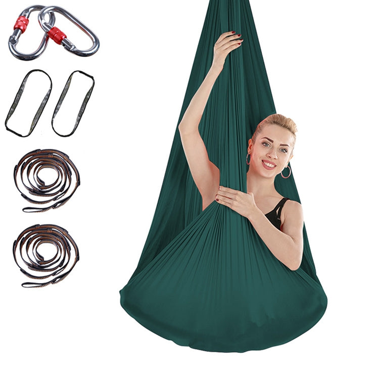 Indoor Anti-gravity Yoga Knot-free Aerial Yoga Hammock with Buckle / Extension Strap, Size: 400x280cm – Durable Build, Easy to Use Dark Green