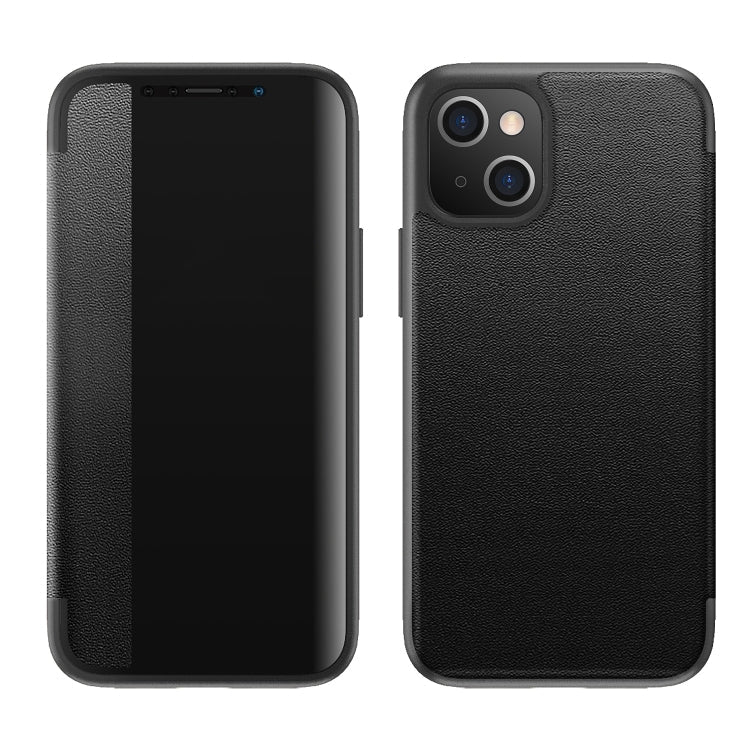 Magnetic Side Window View Shockproof Horizontal Flip Leather Case, For iPhone 14 Plus For iPhone 14 Plus Black
