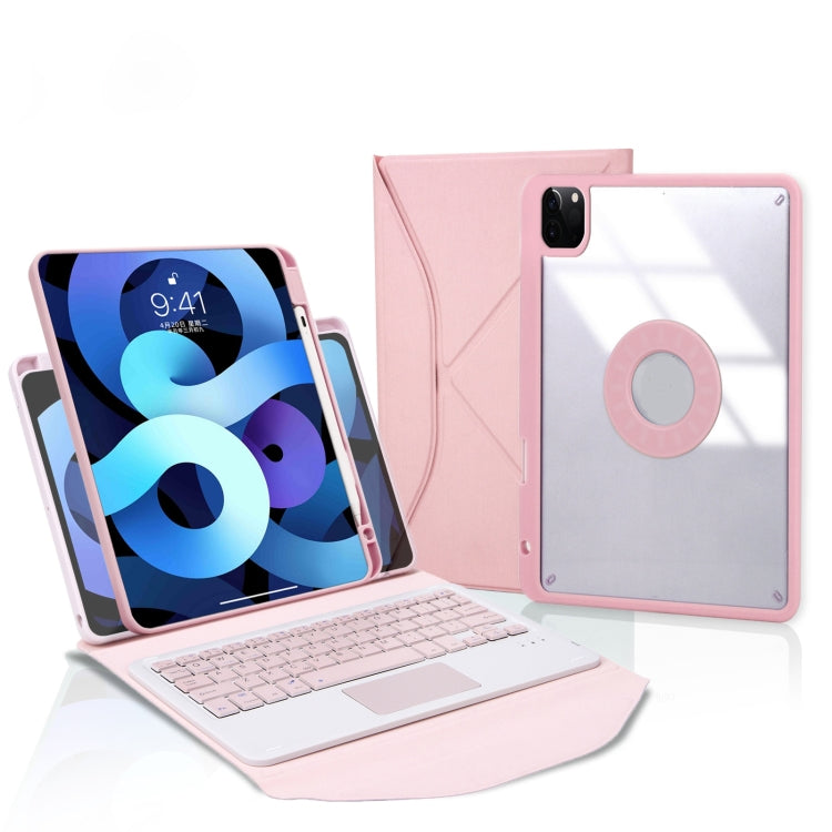 Z11B-A Pen Slot Touchpad Bluetooth Keyboard Leather Tablet Case – Leather, Bluetooth, For iPad Pro 11 2021/2020/2018, For iPad Air 11 2025 / 2024 / Air 5 / Air 4, For iPad 10.2 2021/2020/2019 For iPad Pro 11 2021 2020 2018 Pink