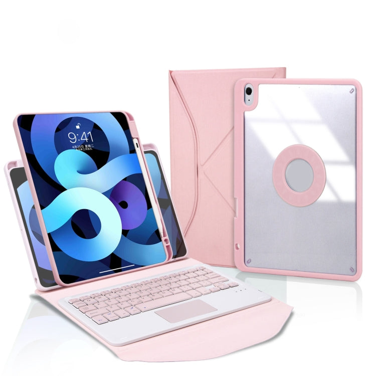 Z11B-A Pen Slot Touchpad Bluetooth Keyboard Leather Tablet Case – Leather, Bluetooth, For iPad Pro 11 2021/2020/2018, For iPad Air 11 2025 / 2024 / Air 5 / Air 4, For iPad 10.2 2021/2020/2019 For iPad Air 11 2025 2024 Air 5 Air 4 Pink