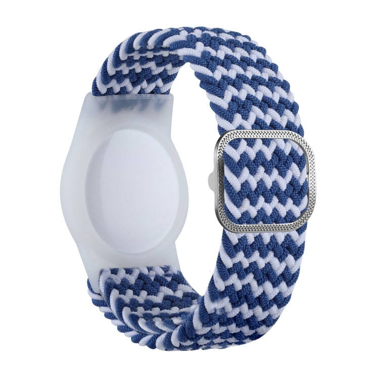 Tracking Locator Nylon Weave Wristband Anti-Lost TPU Case For AirTag 2nd Gen / AirTag 1st Gen Blue White