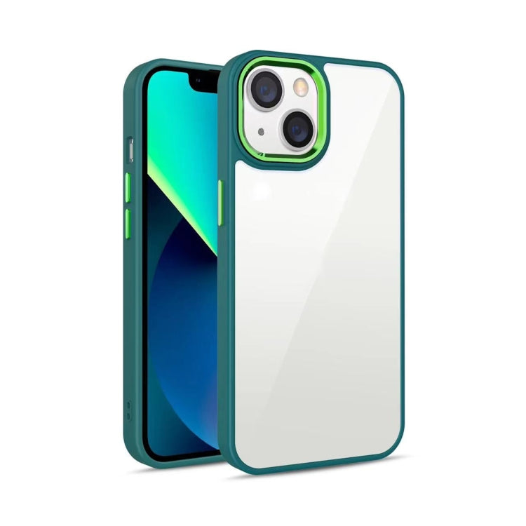 3 in 1 Electroplated Acrylic Phone Case, For iPhone 14, For iPhone 14... For iPhone 14 Dark Green