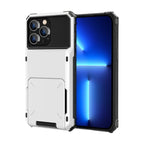 Scratch-Resistant Shockproof Heavy Duty Rugged Armor Protective Case with Card Slot, For iPhone 14, For iPhone 14 Plus, For iPhone 14 Pro For iPhone 14 White