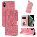 Embossed Sunflower Leather Phone Case, For iPhone XS Max, For iPhone SE 2022 / SE 2020 / 7 / 8, For iPhone 7 Plus / 8 Plus For iPhone XS Max Pink