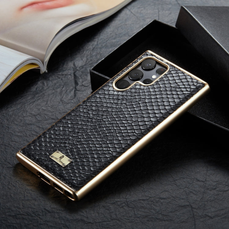 Fierre Shann Snake Texture Electroplating PU Phone Case, For Samsung Galaxy S22 5G, For Samsung Galaxy S22+ 5G, For Samsung Galaxy S22 Ultra 5G