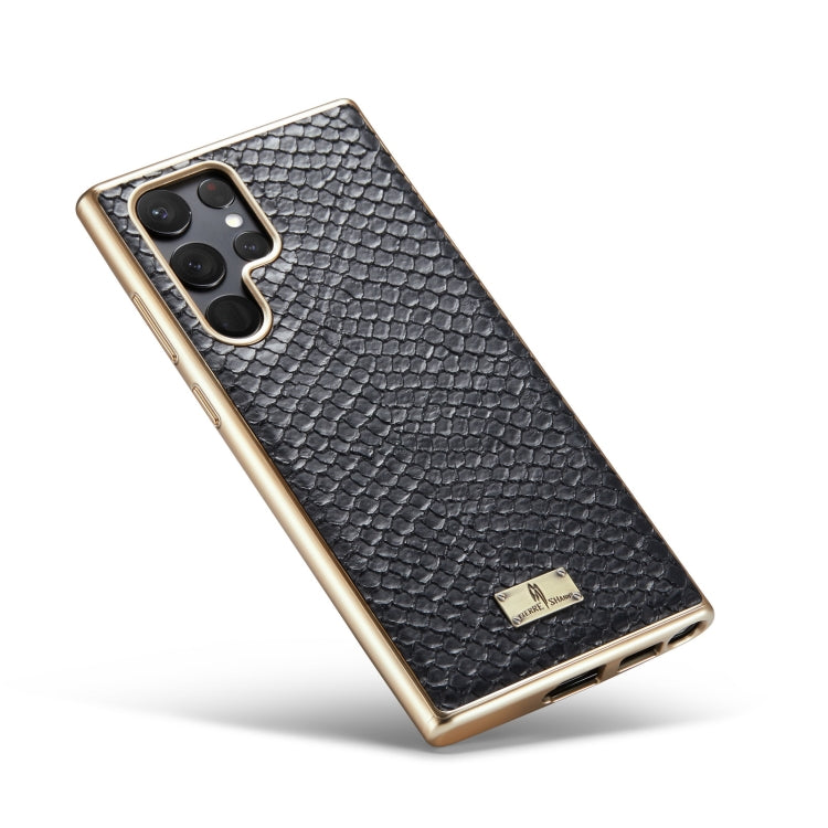 Fierre Shann Snake Texture Electroplating PU Phone Case, For Samsung Galaxy S22 5G, For Samsung Galaxy S22+ 5G, For Samsung Galaxy S22 Ultra 5G