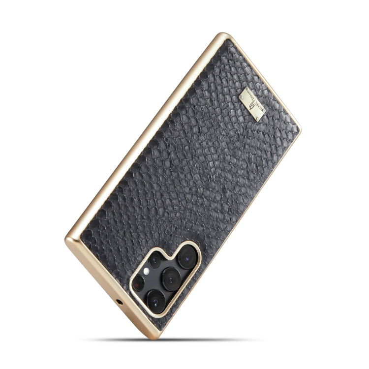 Fierre Shann Snake Texture Electroplating PU Phone Case, For Samsung Galaxy S22 5G, For Samsung Galaxy S22+ 5G, For Samsung Galaxy S22 Ultra 5G