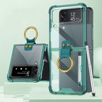 GKK Airbag Protective Phone Case with Ring & Pen, For Samsung Galaxy Z Flip4 For Samsung Galaxy Z Flip4 Green